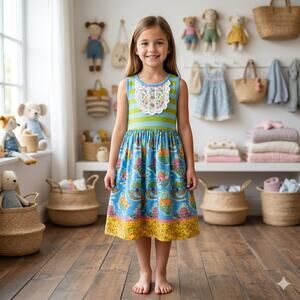Matilda Jane  Blue Gold Home Sweet Home Dress 8